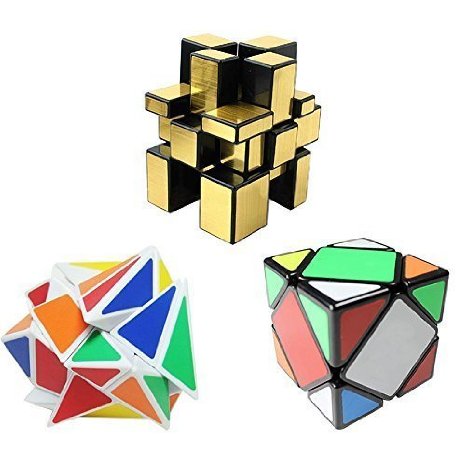 Popular Magic Cube Set - Included Fluctuation Angle Puzzle Cube - MoYu Skewb Speed Magic Cube Puzzle Black - 3x3 Mirror Magic Cube Golden Color