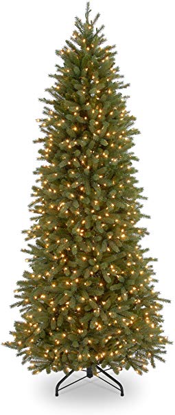 National Tree 7.5 Foot Jersey Fraser Fir Pencil Slim Tree with 650 Clear Lights (PEJF4-362-75)