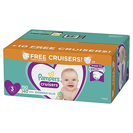 Diapers Size 3, 150 Count - Pampers Cruisers Disposable Baby Diapers, Enormous Pack, Plus Bonus Diapers