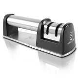 Priority Chef Diamond Knife Sharpener For Straight and Serrated Knives Professional 2 Stage Diamond Coated Sharpening Wheel System Black