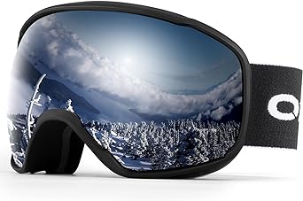 Odoland OTG Ski Goggles with Anti-fog, Anti-glare Lens UV400 Protection Adult Snow Goggles, Double Spherical Goggles for Skiing Skating Snowmobiles and Snowboards Suit Men and Women