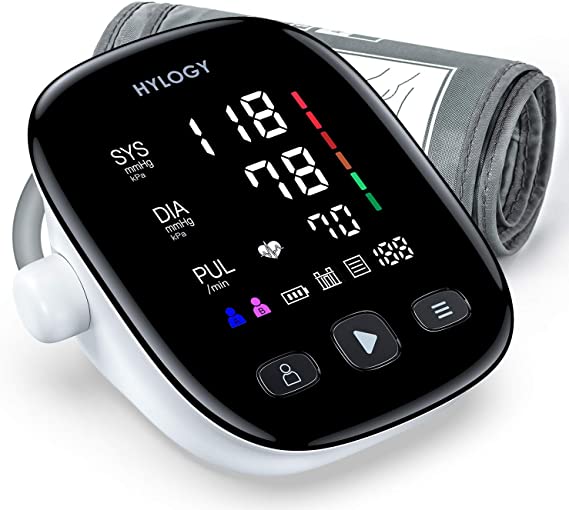 Blood Pressure Monitor, HYLOGY Large LED Display Blood Pressure Machine with Adjustable Blood Pressure Cuff 2-Users