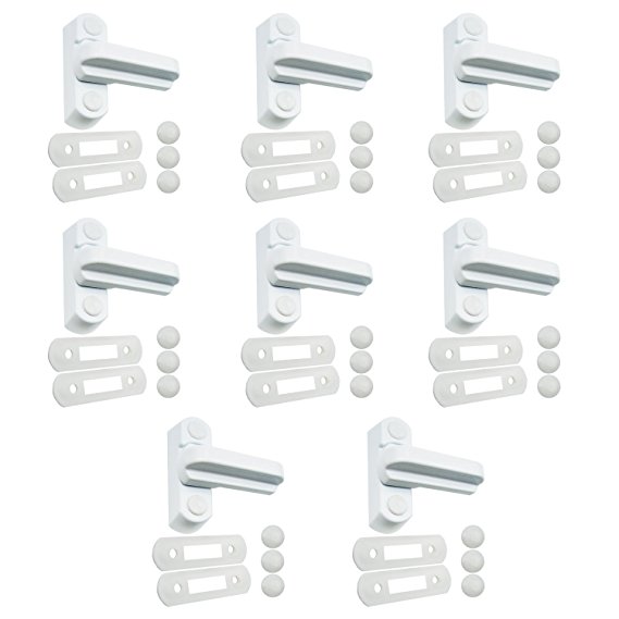 8 Sash Jammers White Zinc Cast Alloy Extra Security Locks Sash Blocker for UPVC / PVC Doors and Windows for Home Security