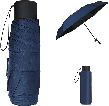 Vicloon Mini Travel Umbrella, Black Compact Folding Umbrella, Small Light-Weight Waterproof Umbrella, Rain and Sun Umbrella for Women Men and Kids (Navy)