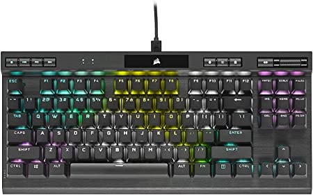 Corsair K70 RGB TKL Champion Series Tenkeyless Mechanical Gaming Keyboard (Cherry MX Red Keyswitches: Linear and Smooth, PBT Double-Shot Keycaps, Per-Key RGB LED Backlighting) QWERTY US Layout, Black