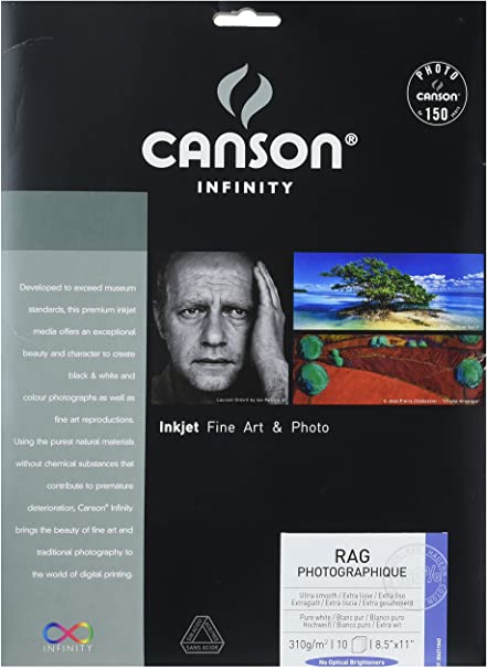Canson Infinity Rag Photographique Fine Art Paper, 310 Gram, 8.5 x 11 Inch, 25 Sheets