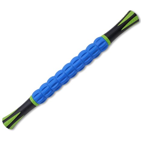 GIWOX 18 Inches Portable Muscle Roller Stick Leg Massage Body Massage for Athletes Fitness Runners (Black/Blue/Green/Red)