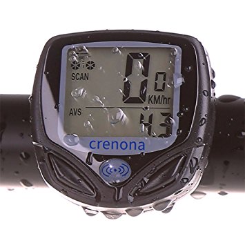 Crenova Wireless Bicycle Computer Automatic Wake-up Waterproof Bike Odometer Speedometer with LCD Back Light