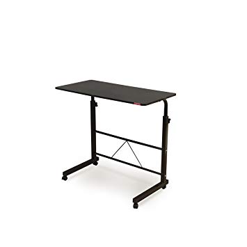 Mr IRONSTONE Adjustable Laptop Stand 20" Portable Standing Desk with Lockable Wheels Side Table for Bed Sofa Hospital Reading Eating Cart Tray, Black