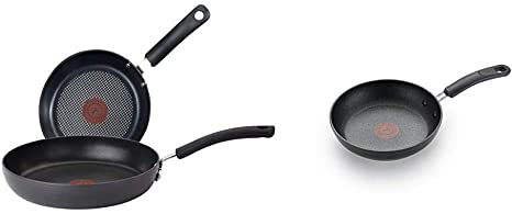 T-fal Ultimate Hard Anodized 2-Piece 10/12-Inch Cookware Set, Gray & C5610264 Titanium Advanced Nonstick Thermo-Spot Heat Indicator Dishwasher Safe Cookware Fry Pan, 8-Inch, Black -