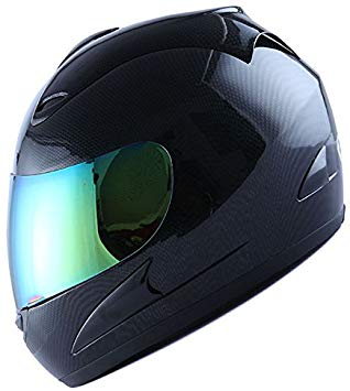 Motorcycle Full Face Adult Helmet Street Bike Fiber Carbon Black
