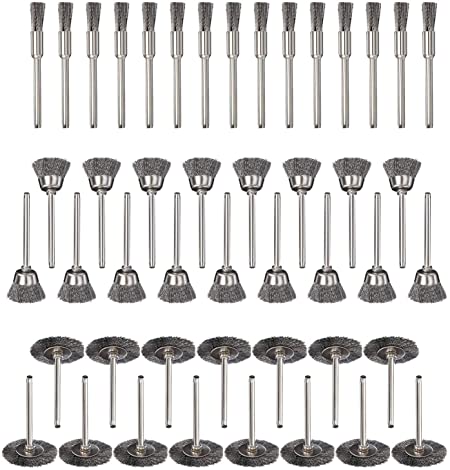 Wire Brushes Set, ZFE 90 Pcs Steel Wire Wheels Brushes pen-shape bowl-shape T-shape Brushes Set Kit Accessories for Dremel Rotary Tools -SWBMI