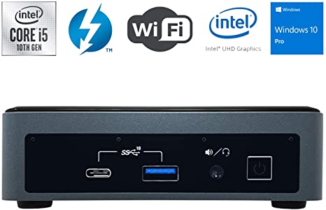 Intel NUC NUC10i5FNK Ultra Small Mini PC/HTPC - 10th Gen Intel Quad-Core i5-10210U up to 4.20 GHz CPU, 16GB DDR4 RAM, 256GB NVMe SSD, Wi-Fi   Bluetooth, Intel UHD Graphics, Windows 10 Professional