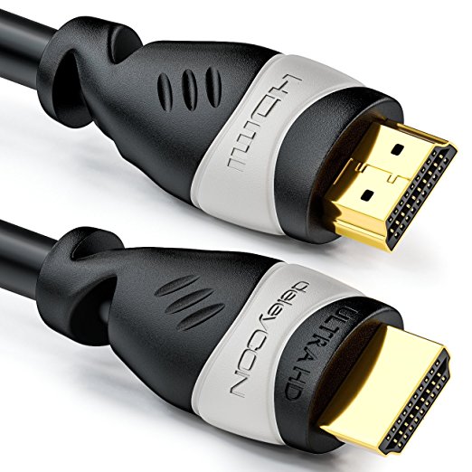 deleyCON 3m HDMI cable - compatible to HDMI 2.0a/b/1.4a - UHD / 4K / HDR / 3D / 1080p / 2160p / ARC - High Speed with Ethernet - black / grey