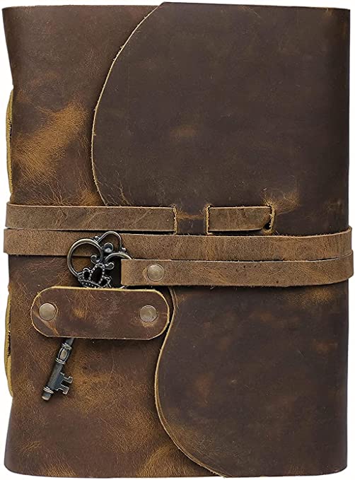CUERO Vintage Leather Journal - Antique Handmade Leather Bound journal with deckle edge paper for Men And Women Diary - Leather Sketchbook - Drawing Journal Notebook - Great Gift (Vintage Brown,8"x6") (6 by 8 inch)
