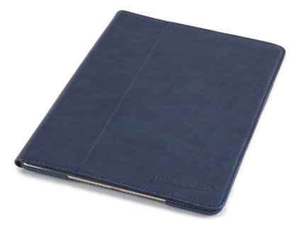 Thin Apple iPad Air 2 Case - Devicewear Ridge -Slim Blue Vegan Leather Case with Six Position Flip Stand and OnOff Switch