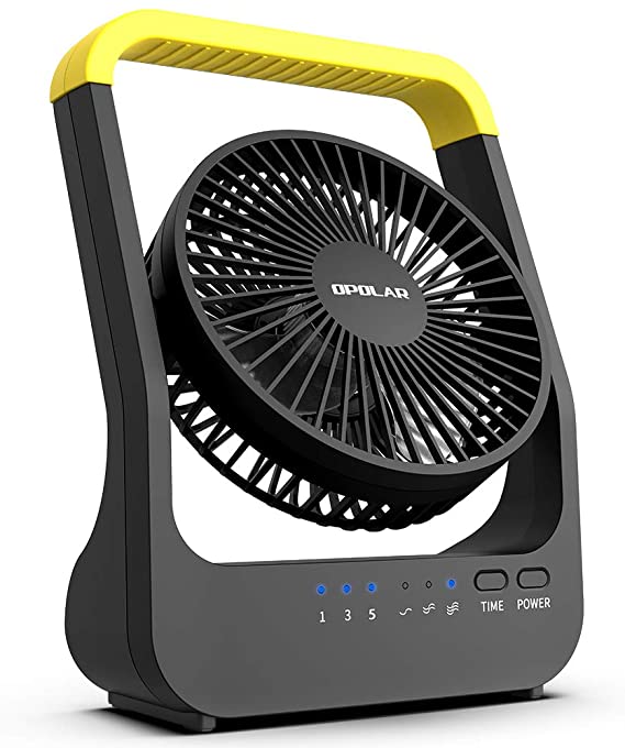 OPOLAR Portable D-Cell Battery Operated Desk Fan, Long Lasting Battery Powered Fan, 5'' Portable Desk Fan with Timer, 3 Speeds & 180° Rotation, for Home Office Outdoor