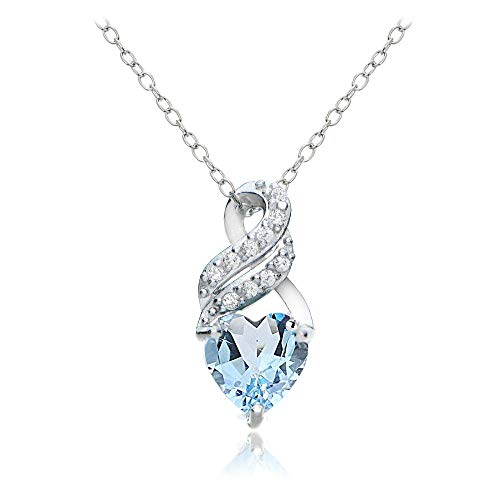 Sterling Silver Choice of Gemstone & White Topaz Heart Double Twist Necklace