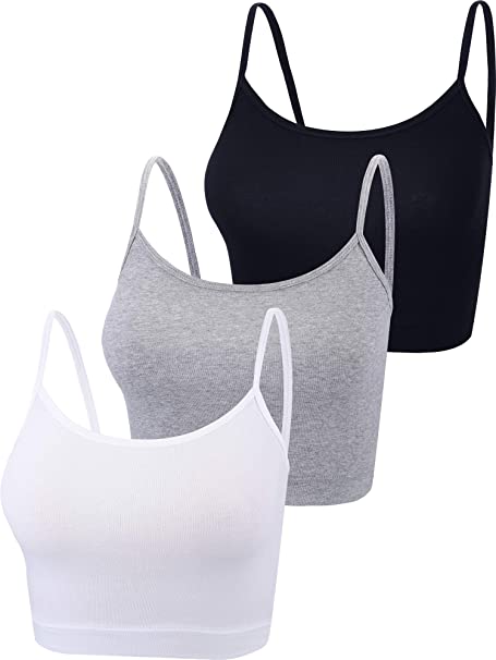 3 Pieces Spaghetti Strap Tank Camisole Top Crop Tank Top for Sports Yoga Sleeping