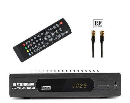 Digital converter box  RF and RCA Cable For Recording and Viewing Full HD Digital Channels for FREE Instant or Scheduled Recording DVR 1080P HDTV HDMI Output 7 Day Program Guide and LCD Screen