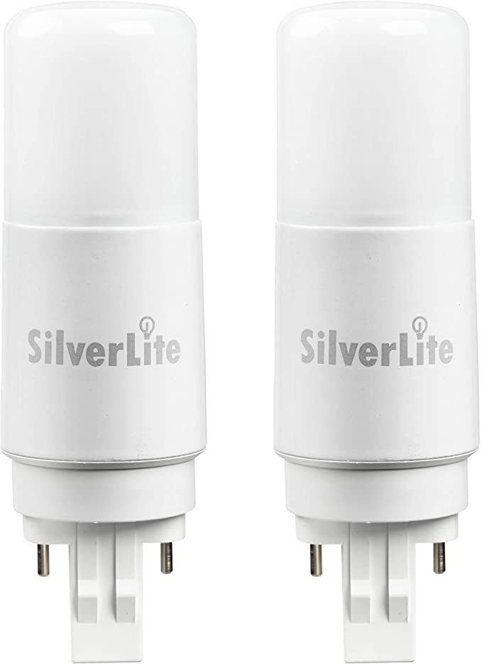 [Plug&Play] Silverlite 7w(18w CFL Equivalent) LED Stick PL Bulb GX23-2 Pin Base, 750LM, Daylight(4000k), Driven by 120-277V and CFL Ballast, UL Classified, 2 Pack