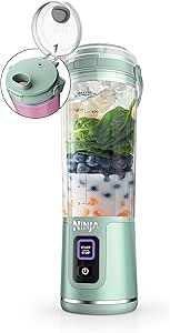 Ninja Blast Portable Blender, Cordless, 18oz. Vessel, Personal Blender For-Shakes and Smoothies, BPA Free, Leakproof-Lid and Sip Spout, USB-C Rechargeable, Dishwasher Safe Parts, Tinted Mint, BC151MT