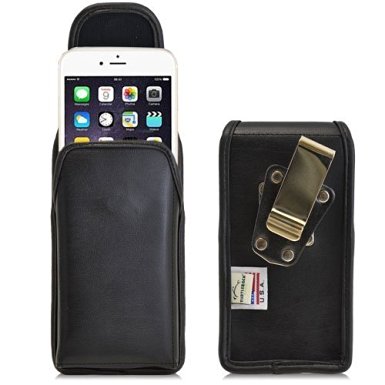 Turtleback Vertical iPhone 6 Plus 6S Plus (5.5) Leather Holster Case Pouch with Rotating Metal Clip - Made in USA