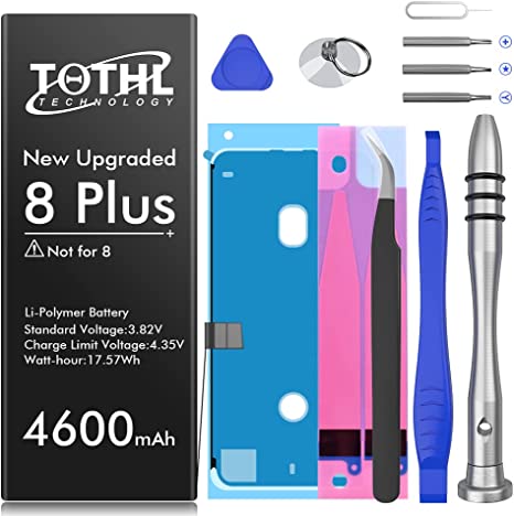 Battery for iPhone 8 Plus,4600mAh (2022 New Version) New 0 Cycle Battery Replacement for iPhone 8 Plus A1864, A1897, A1898 with Complete Professional Repair Tools