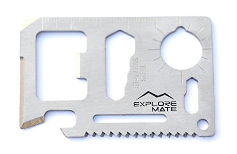 Explore Mate 11 in 1 Survival Card with a Beer Opener - Stainless Steel