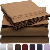 Mellanni Bed Sheet Set - HIGHEST QUALITY Brushed Microfiber 1800 Bedding - Wrinkle Fade Stain Resistant - Hypoallergenic - 3 Piece Twin Mocha