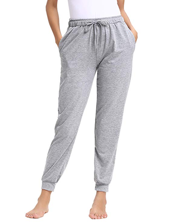 Aibrou Pajama Pants for Womens Cotton Stretch Knit Lounge Pants Bottoms