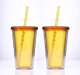 Cupture Beehive OrangeHoney color Insulated Double Wall Tumbler Cups - 16 oz 2 Pack