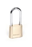 Sesamee K437 4 Dial Bottom Resettable Combination Brass Padlock with 2-14-Inch Hardened Steel Shackle and 10000 Potential Combinations