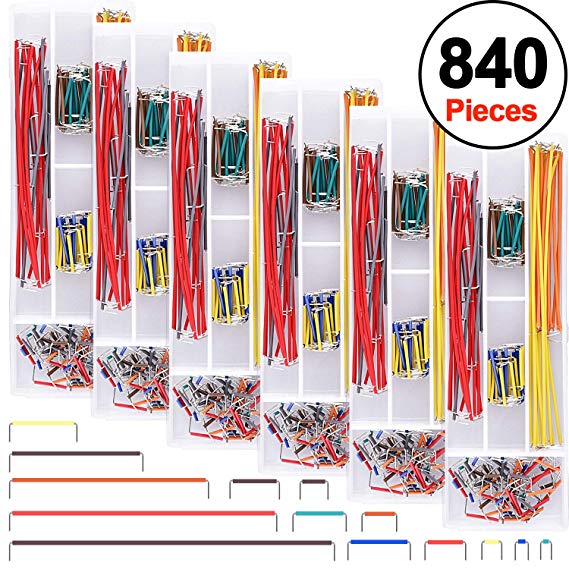 AUSTOR 840 Pieces Preformed Breadboard Jumper Wire Kit 14 Lengths Assorted Jumper Wire for Breadboard Prototyping Solder Circuits