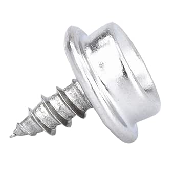 Bolt Dropper 3/8" Canvas Snaps - #8x3/8" Screw Studs - Phillips Drive, Type A Point - Rust-Resistant 316 Stainless Steel Screws with Nickel-Plated Brass Snaps - 20-Pack Marine Snaps