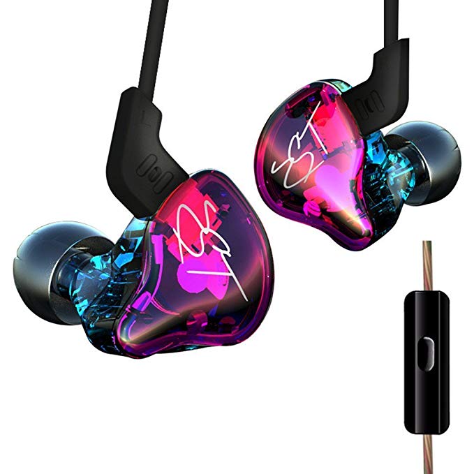 KZ ZST Colorful Sport Headset,Dynamic In-ear Earphones with Mic Hybrid Drive 1BA 1DD HiFi Bass Music,Noise Cancelling,Calling phones,Replaceable Cable Earbuds for iPhone, Samsung, iPad, iPod, HTC