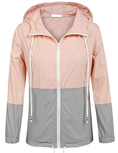 SoTeer Women's Waterproof Raincoat Outdoor Hooded Rain Jacket Windbreaker (14 Colors S-XXL)