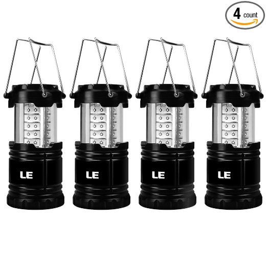 LE Portable LED Camping Lantern Outdoor 30 LEDs Flashlights IPX4 Water Resistant Lamp Battery Powered Light for Home Garden Hiking Fishing Emergency