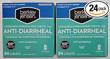 Berkley Jensen Anti-Diarrheal Medicine Loperamide Hydrochloride Tablets 2 mg - 2 Pack of 24 CAPLETS Each