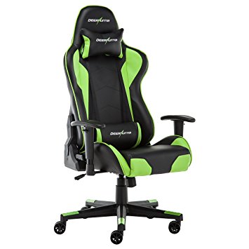 Deerhunter Gaming Chair, Leather Office Chair, High Back Ergonomic Racing Chair, Adjustable Computer Desk Swivel Chair with Headrest and Lumbar Support (Green&Black)