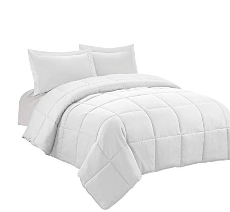 3pc Down Alternative Comforter Set - All Season Reversible Comforter with Two Shams - Quilted Duvet Insert with Corner Tabs -Box Stitched –Hypoallergenic, Soft, Fluffy (King/Cal King, Pure White)