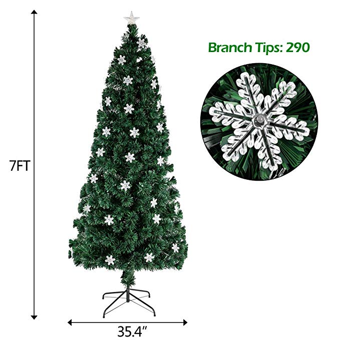 onEveryBaby 7FT Small Light Fiber Optic Christmas Tree 290 Branches