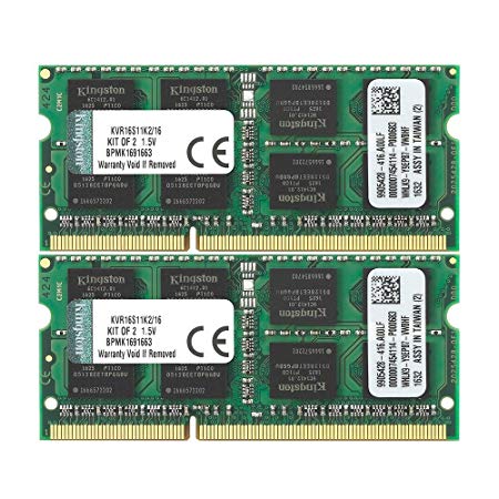 Kingston Technology KVR16S11K2/16 RAM 16 GB 1600 MHz DDR3 Non-ECC CL11 SODIMM Kit (2 x 8 GB) 204-Pin, 1.5 V