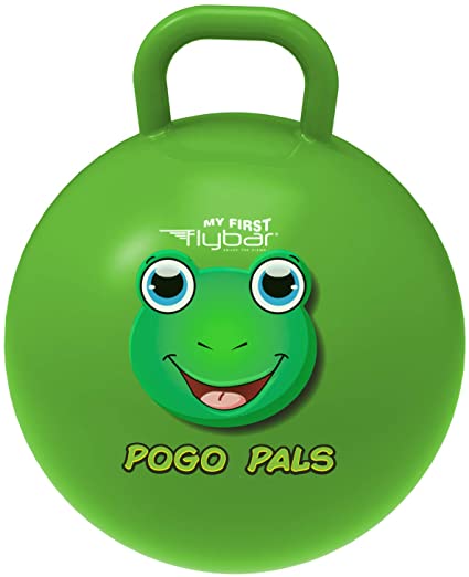 Flybar My First Pogo Pals Hopper Ball for Kids, Bouncy Ball with Handle, Balance Ball for Kids, Ages 6 and up, Air Pump Included (Frog Green, Medium)