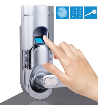 Assa Abloy Digi Electronic Biometric Fingerprint   Keypad Password Door Lock Set Intersected Chrome 6600-86 (Right Hand Door)