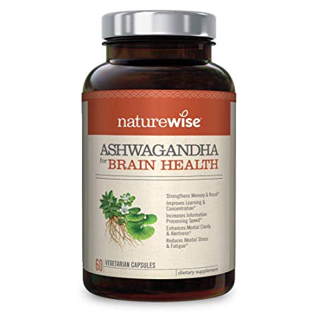 NatureWise Ashwagandha for Brain Health – Natural Nootropic Superblend with KSM 66 Ashwagandha Organic Extract to Boost Memory, Clarity & Focus & Reduce Mental Stress, 60 Veggie Capsules