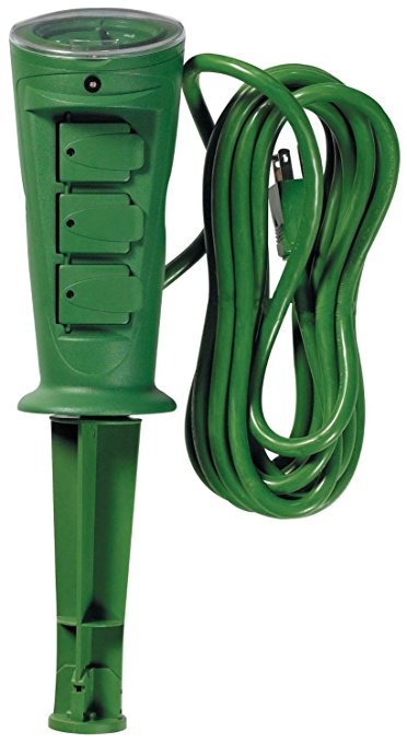 Coleman Cable 17321WD 2 Pack 3-Outlet Power Stake With Timer and 6in. Cord, Green