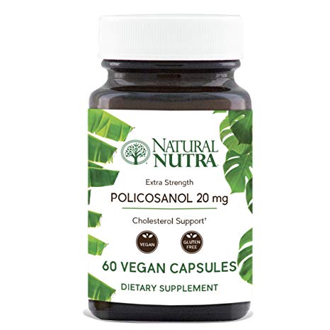 Natural Nutra Policosanol 20mg with Octacosanol, Antioxidant Supplement for Cholesterol Support, 60 Vegan and Vegetarian Capsules