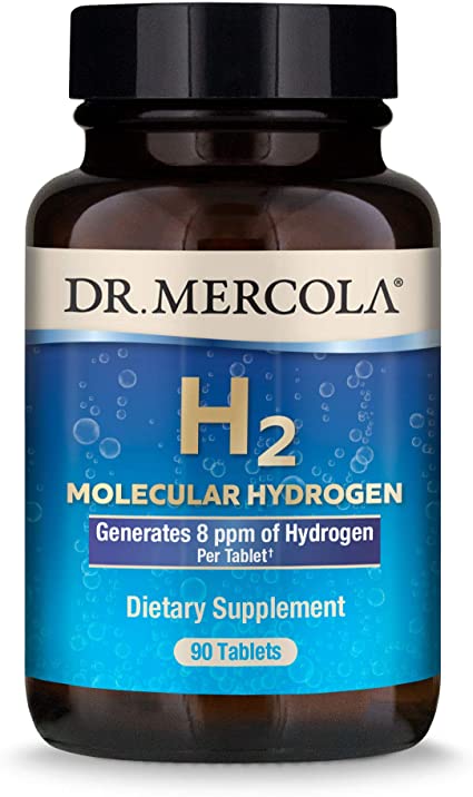 Dr. Mercola H2 Molecular Hydrogen Dietary Supplement, 90 Servings (90 Tablets), Non GMO, Gluten Free, Soy Free