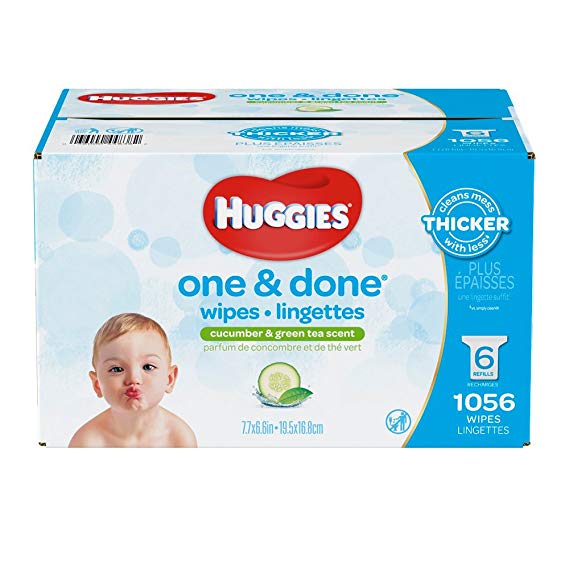 Huggies one & done hypoallergenic scented baby wipes, 6 refill packs, 1056 count